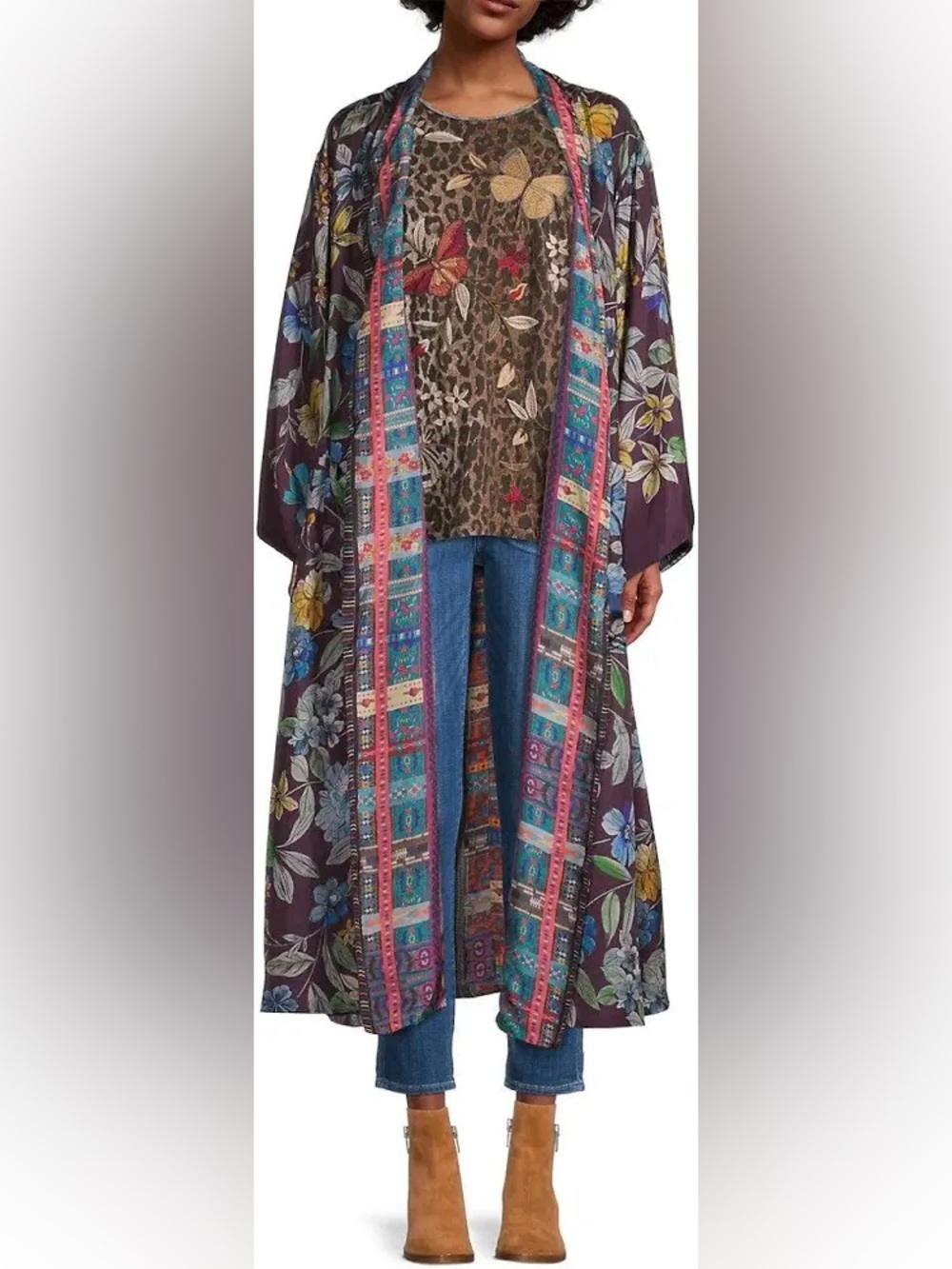 Johnny Was LEXI HEART SILK REVERSIBLE kimono, new without tags